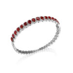 Oval Ruby & Round Diamond Bangle