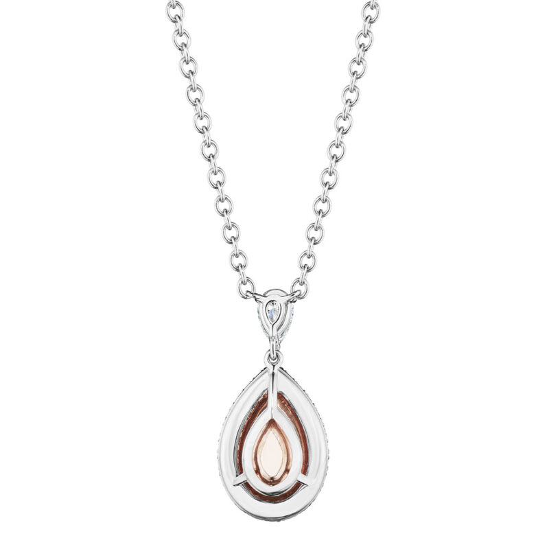 1.96ctw Yellow Pear Shape Diamond Halo Pendant