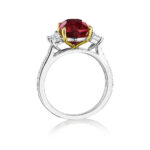 5.85ctw Oval Ruby & Trapezoid Diamond Ring