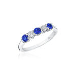 Round Diamond & Sapphire Shared Prong Band