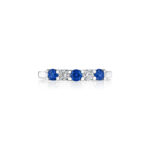 Round Diamond & Sapphire Shared Prong Band