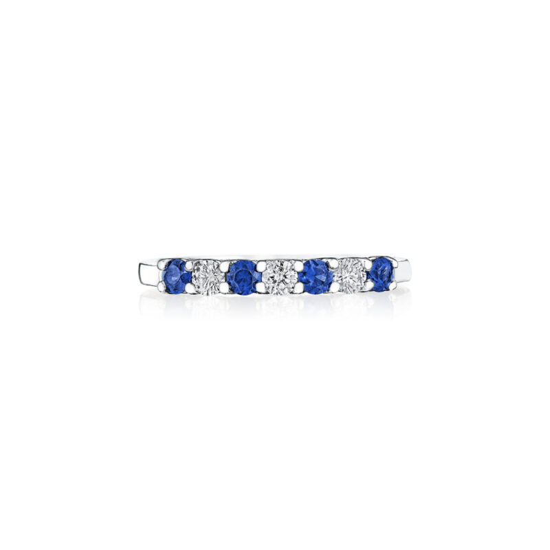 Round Diamond & Sapphire Shared Prong Band