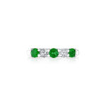 Round Diamond & Emerald Shared Prong Band