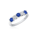 Round Diamond & Sapphire Shared Prong Band