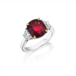 Cushion Ruby & Halfmoon Diamond Ring