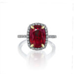 Cushion Ruby & Round Diamond Halo Ring
