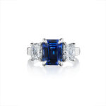Emerald Cut Sapphire & Radiant Diamond Ring