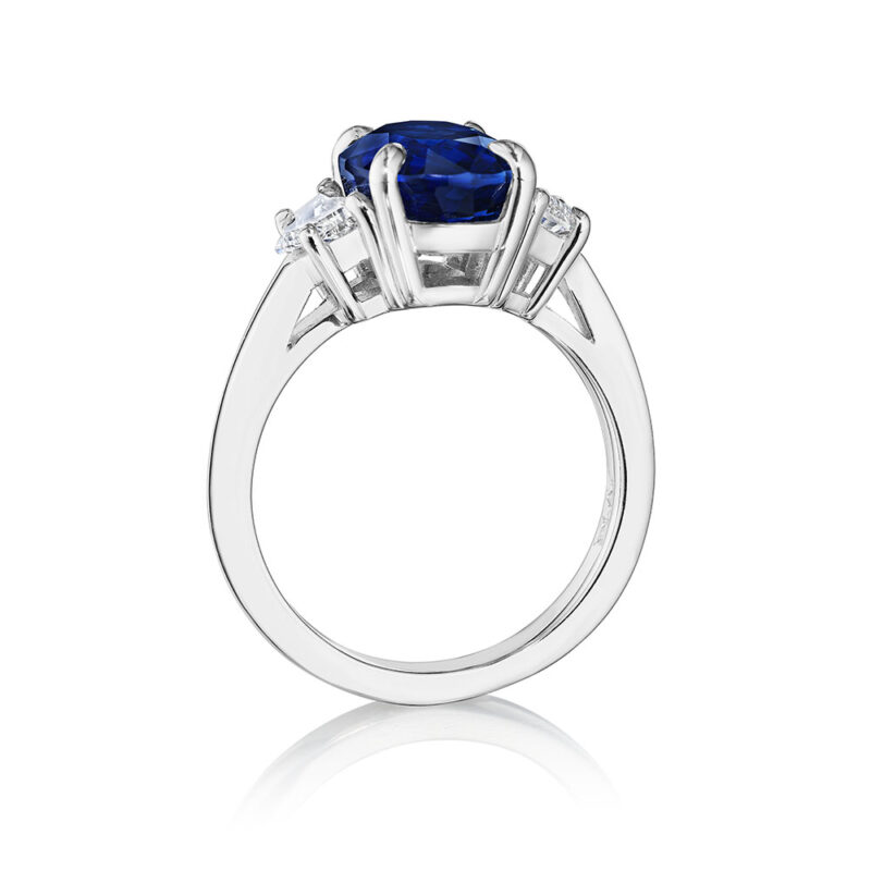 5.85ct Oval Sapphire & Cadillac Diamond Ring in Platinum