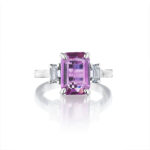 Emerald Cut Pink Sapphire & Diamond Ring