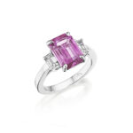 Emerald Cut Pink Sapphire & Diamond Ring