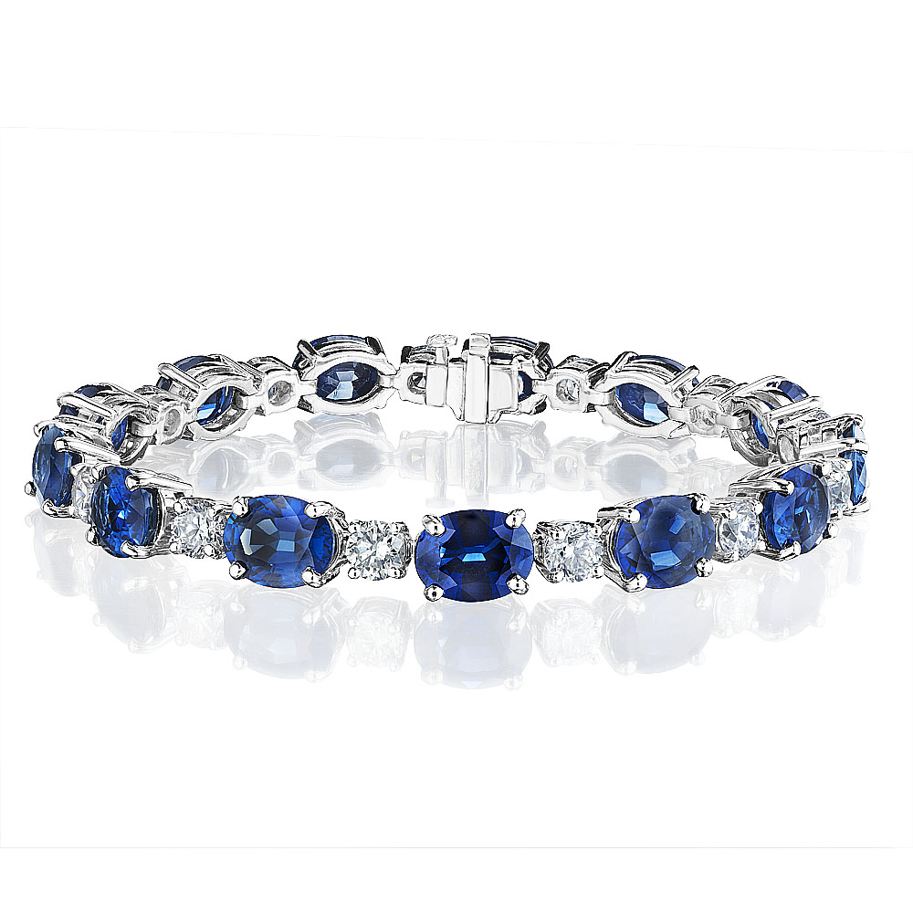 Oval Sapphire & Round Diamond Bracelet – SES Creations