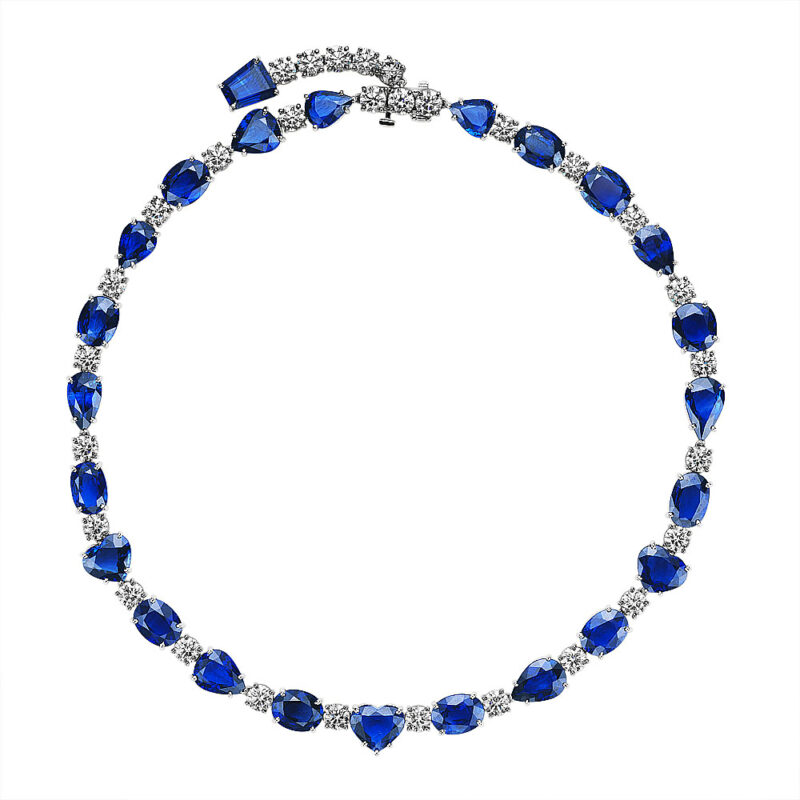 Mixed Shape Sapphire & Diamond Necklace