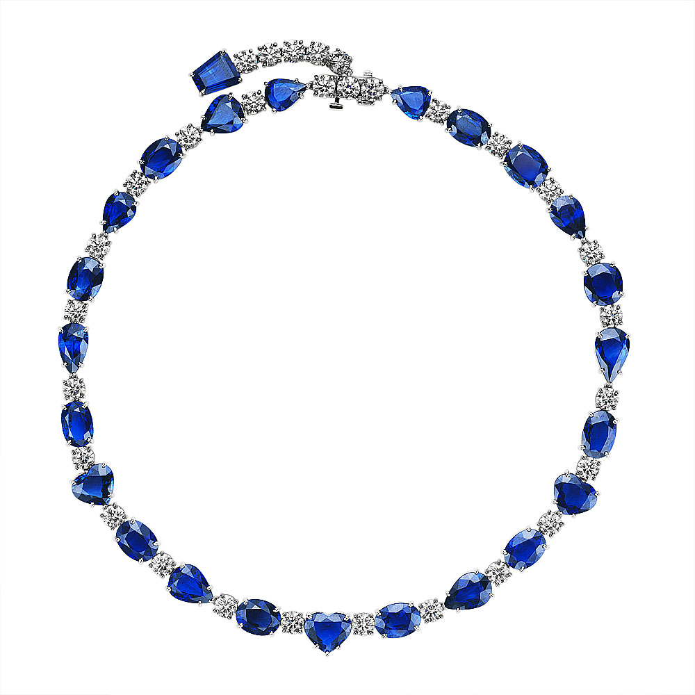 Mixed Shape Sapphire & Diamond Necklace – SES Creations