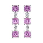 6.95ct Asscher Cut Pink Sapphire & round Diamond Earrings