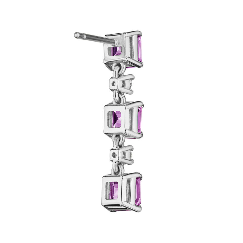 6.95ct Asscher Cut Pink Sapphire & round Diamond Earrings