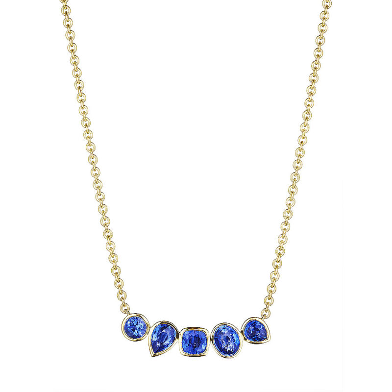 Mixed Shape Bezel Sapphire Necklace
