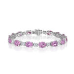 26.54ct Oval Pink Sapphire & Round Diamond Bracelet