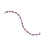 26.54ct Oval Pink Sapphire & Round Diamond Bracelet