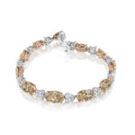 27.63 Carat GIA Certified Champagne & White Mixed Shape Diamond Bracelet