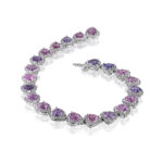 16.37ct Pink & Purple Heart Shape Sapphire & Round Diamond Bracelet