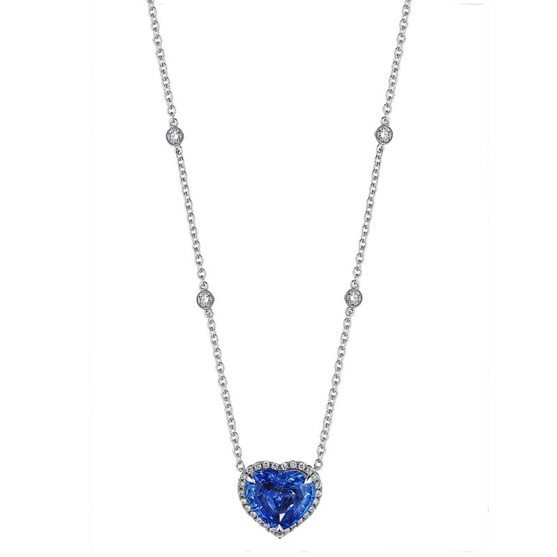 Heart Shape Sapphire & Diamond Pendant