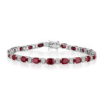 Oval Ruby & Round Diamond Bracelet