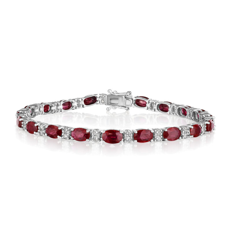 Oval Ruby & Round Diamond Bracelet