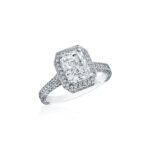 Round Diamond Halo 3 Sided Ring