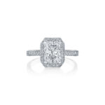 Round Diamond Halo 3 Sided Ring