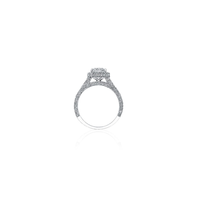 Round Diamond Halo 3 Sided Ring