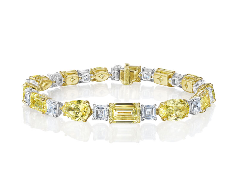 Fancy Yellow & White Dimond Mixed Shape Bracelet