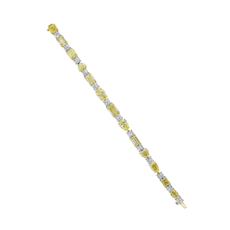 Fancy Yellow & White Dimond Mixed Shape Bracelet