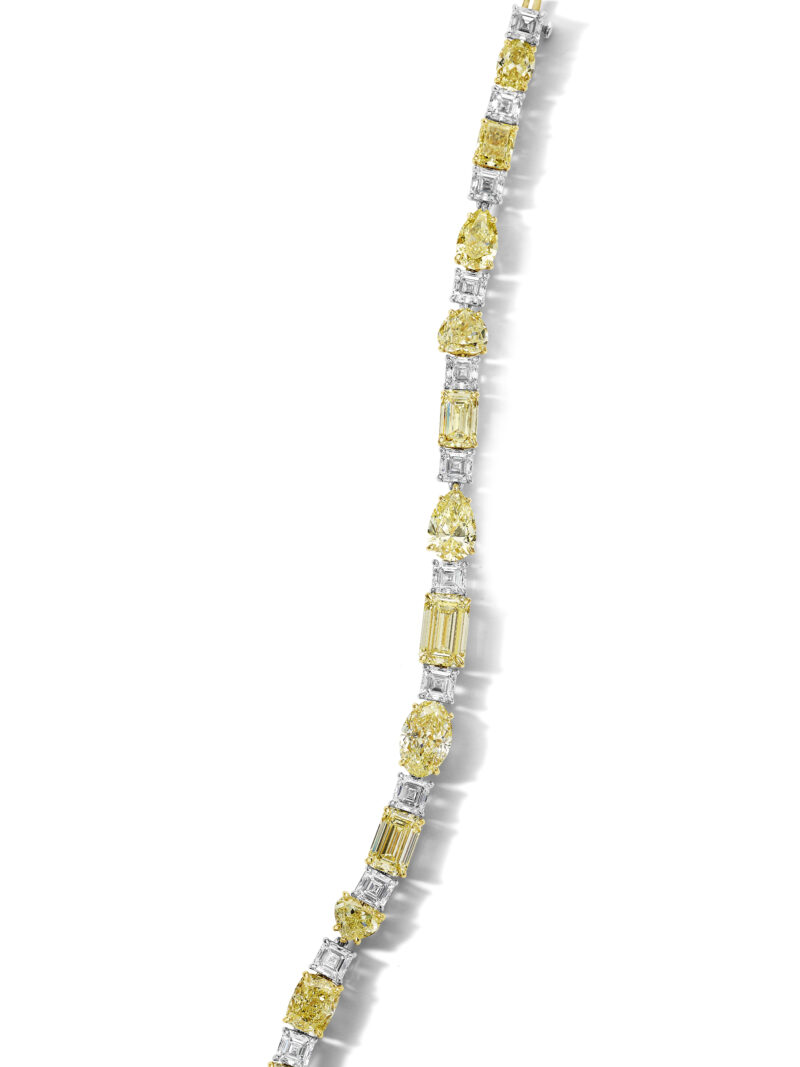 Fancy Yellow & White Dimond Mixed Shape Bracelet