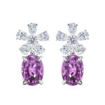 Pink Sapphire & Diamond Flower Earrings
