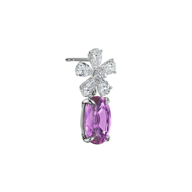 Pink Sapphire & Diamond Flower Earrings