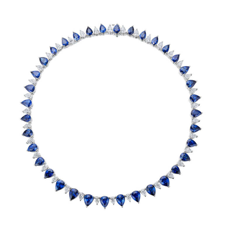 Sapphire & Diamond Pear Shape Necklace