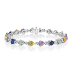 13.45ct Mixed Color Heart Shape Sapphire & Diamond Bracelet