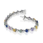13.45ct Mixed Color Heart Shape Sapphire & Diamond Bracelet