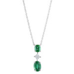 Green Emerald & Diamond Pendant