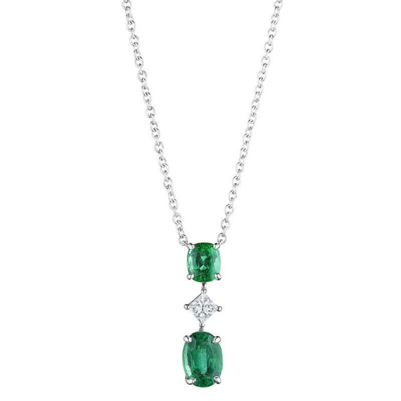 Green Emerald & Diamond Pendant
