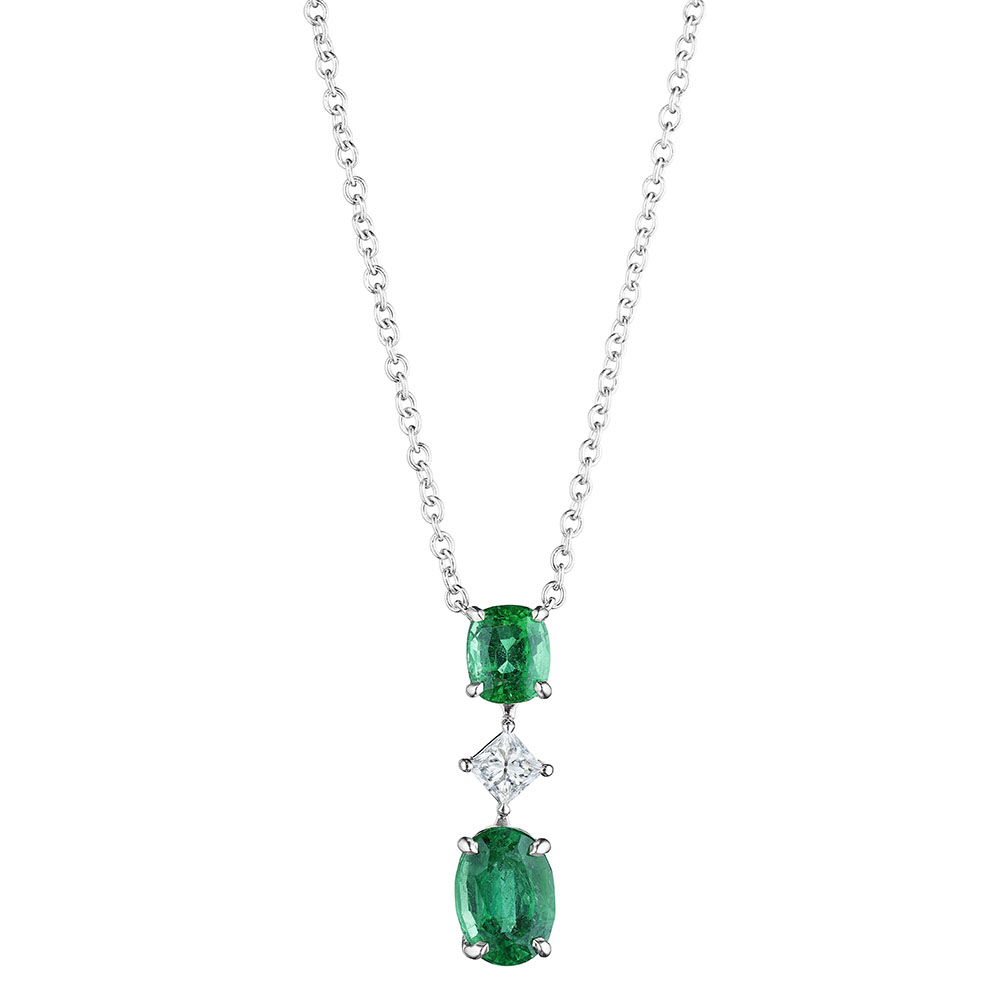 Green Emerald & Diamond Pendant – SES Creations