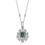 Asscher Cut Emerald & Diamond Pendant