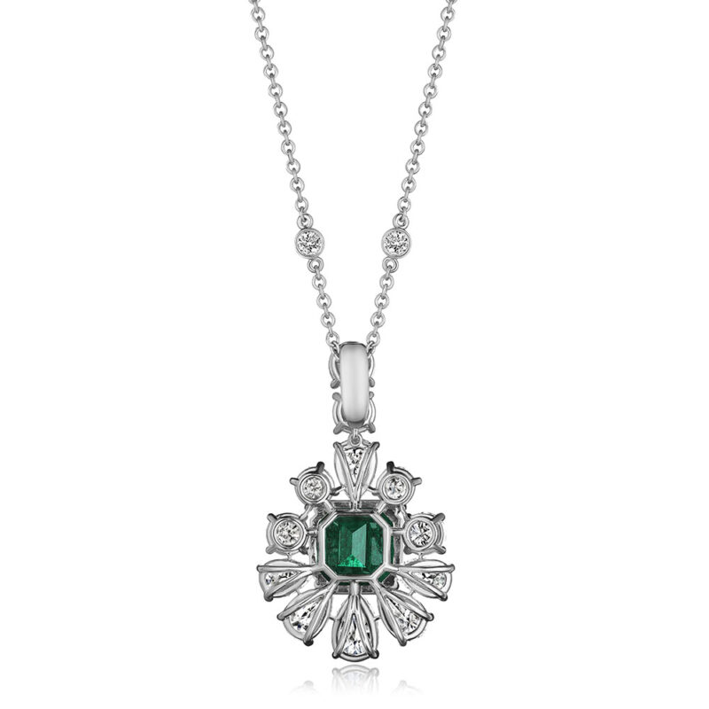 Asscher Cut Emerald & Diamond Pendant
