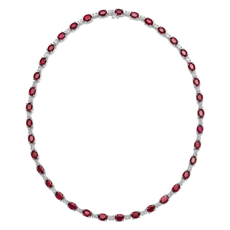 Oval Ruby & Diamond Necklace