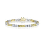 Asscher Cut White & Yellow Tennis Bracelet