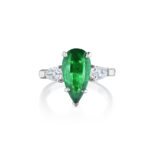 Pear Shape Emerald & Diamond Ring