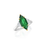 Marquise Emerald & Halfmoon Diamond Ring