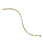 Asscher Cut White & Yellow Tennis Bracelet
