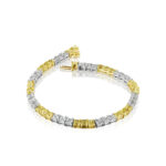 Asscher Cut White & Yellow Tennis Bracelet
