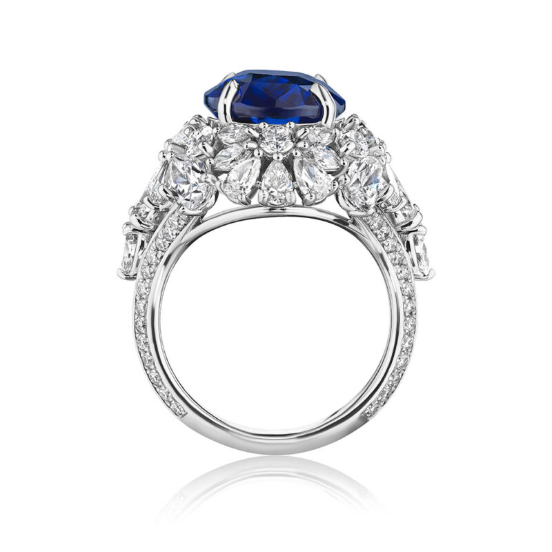 12.46ct GRS Certified Oval Sapphire & Diamond Ring in Platinum